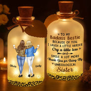 Gift For Bestie,Gifts For Colleagues,Gift For Sisters,Funny,Gift For Sibling - Bestie Because Of You I Laugh A Little Harder - Personalized Short Bottle Light