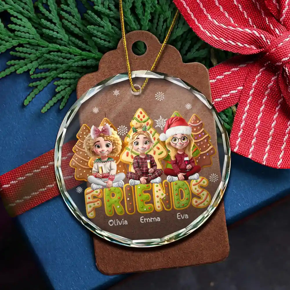 Christmas, Gift For Bestie, Happy - Bestie Cake Cookie Tree - Personalized Circle Glass Ornament