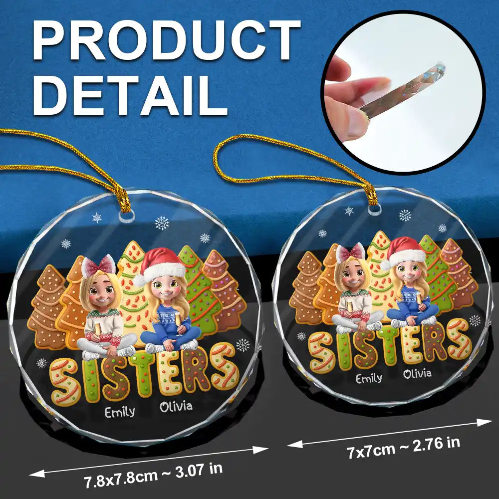 Christmas, Gift For Bestie, Happy - Bestie Cake Cookie Tree - Personalized Circle Glass Ornament