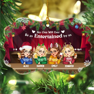 Gift For Bestie, Old Best friends, Funny, Christmas - Bestie Entertained By Us - Personalized Medallion Glass Ornament