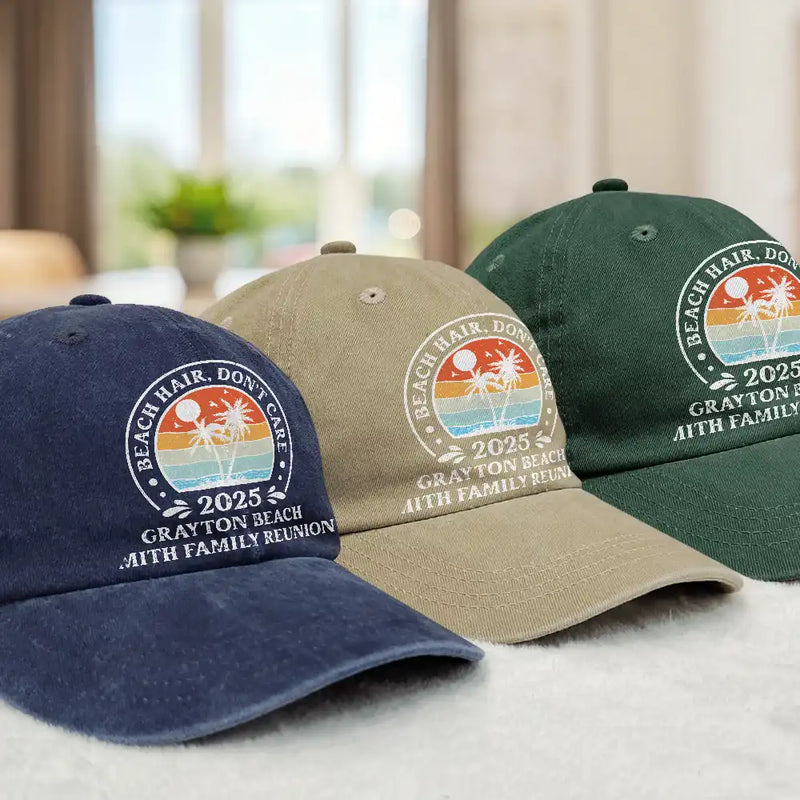 Travel,Summer,Beach,Gift For Bestie,Family,Gift For Sibling - Bestie Family Vacation - Personalized Vintage Washed Denim Cap