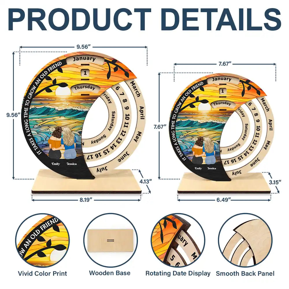 Gift For Bestie, Happy, Christmas - Bestie Forever - Personalized Spinning Perpetual Desk Calendar