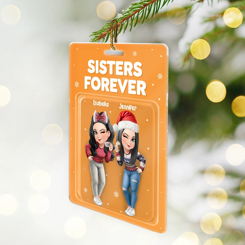 Christmas,Gift For Bestie,Happy - Bestie Forever 3D Effect Acrylic Block - Personalized Custom Shaped Acrylic Ornament
