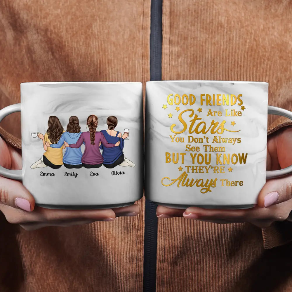 Gift For Bestie,Happy - Bestie Good Friends Are Like Stars - Personalized Marble Mug