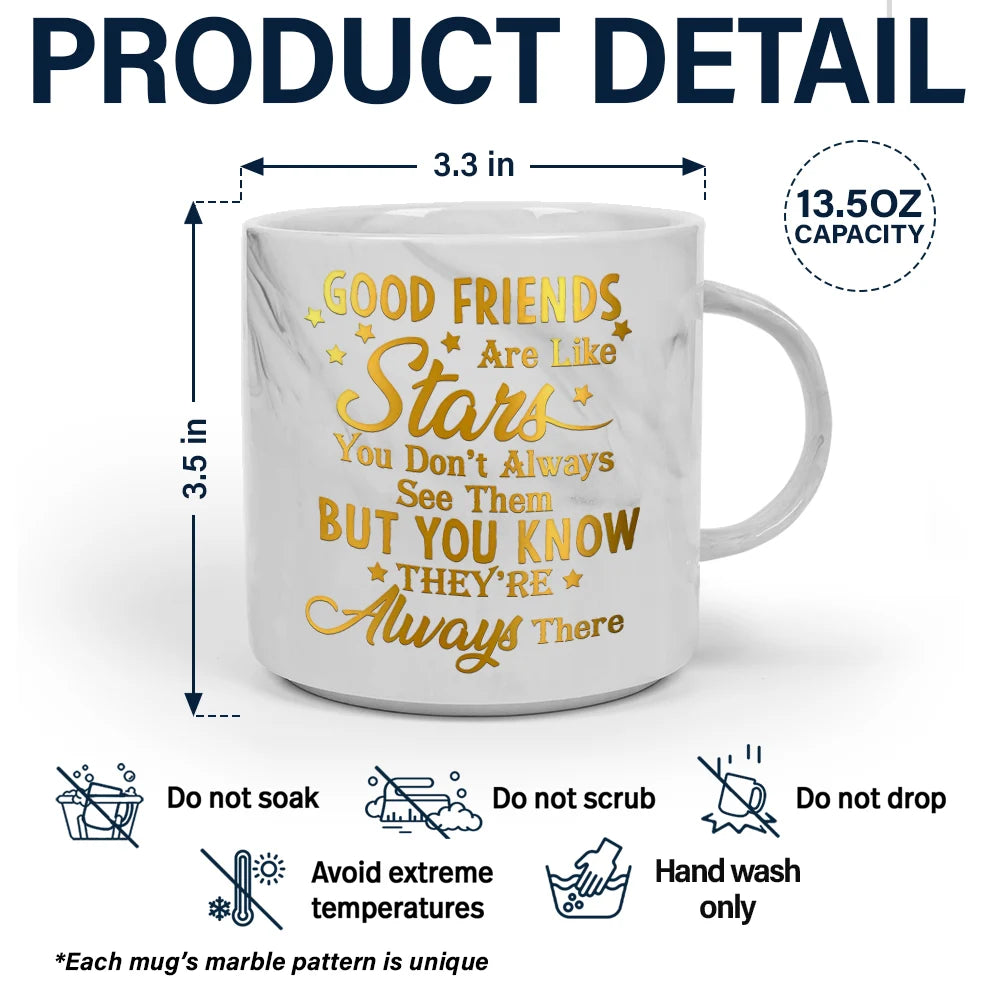 Gift For Bestie,Happy - Bestie Good Friends Are Like Stars - Personalized Marble Mug