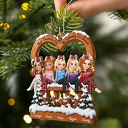 Afro Besties,Christmas,Gift For Bestie,Old Besties,Sentimental,Vector - Bestie Keepsake - Personalized Floral Family We Choose Wooden Ornament