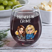 Gift For Bestie, Funny, Gift For Women - Bestie Partners In Crime If We Get Caught - Personalized Stemless Wine Glass