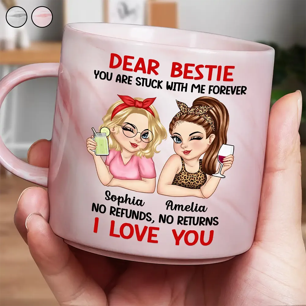 Bestie You Are Stuck With Me Forever - Personalized Marble Mug