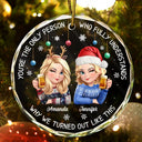 Christmas, Gift For Bestie, Funny - Bestie You Are The Only Person - Personalized Circle Glass Ornament