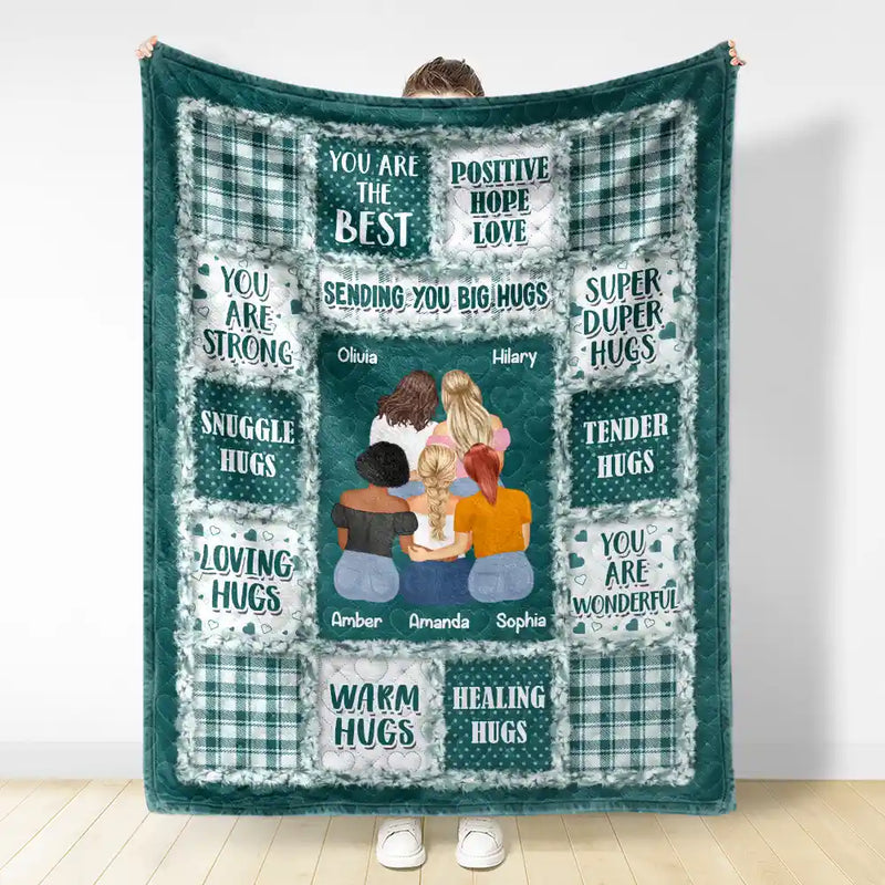 Gift For Women,Gift For Sisters,Gift For Bestie,Gift For Sibling,Love - Besties Sisters Sending You Big Hugs - Personalized Fleece Blanket, Sherpa Blanket
