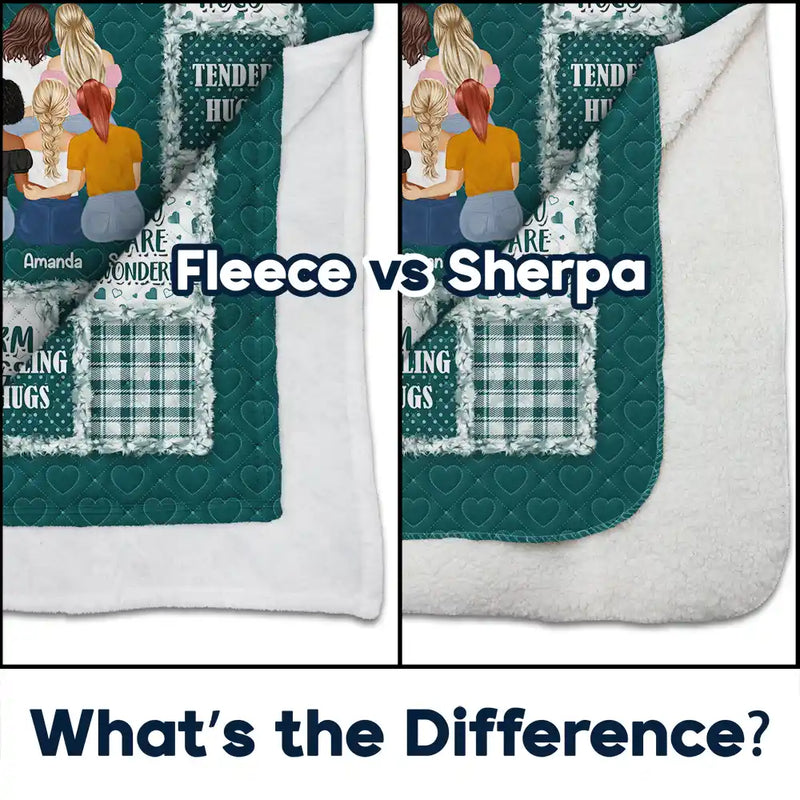 Gift For Women,Gift For Sisters,Gift For Bestie,Gift For Sibling,Love - Besties Sisters Sending You Big Hugs - Personalized Fleece Blanket, Sherpa Blanket