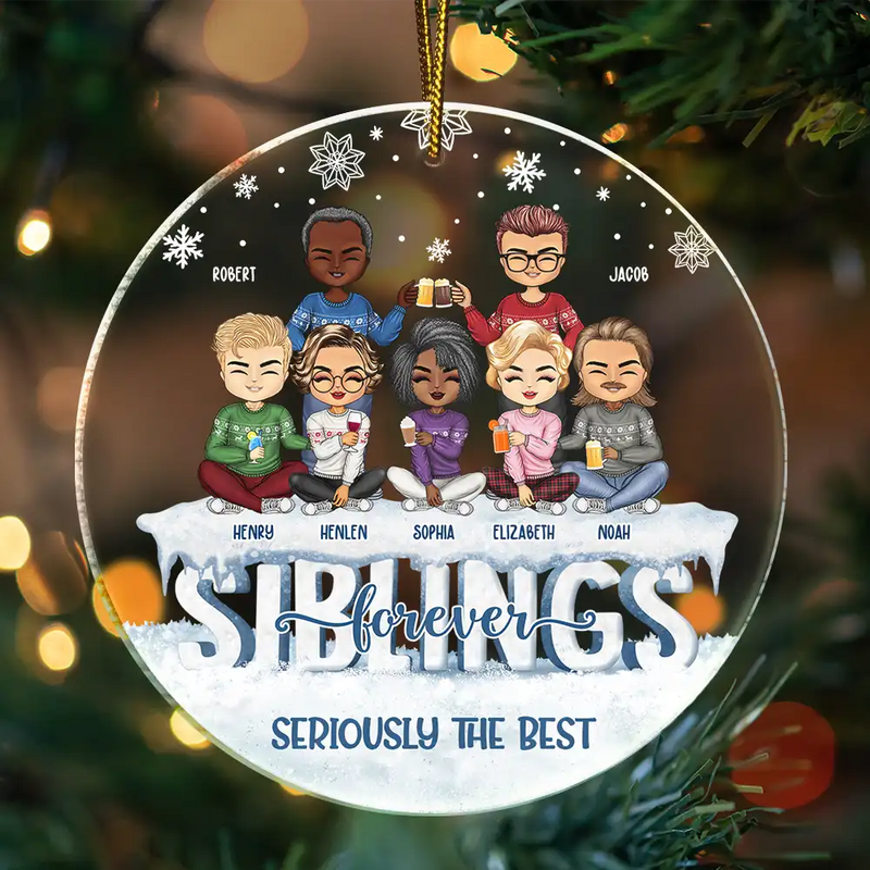 Besties Forever - Christmas Gift For Best Friends And Sisters - Personalized Custom Circle Acrylic Ornament