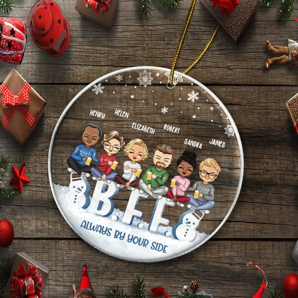 Besties Forever - Christmas Gift For Best Friends And Sisters - Personalized Custom Circle Acrylic Ornament