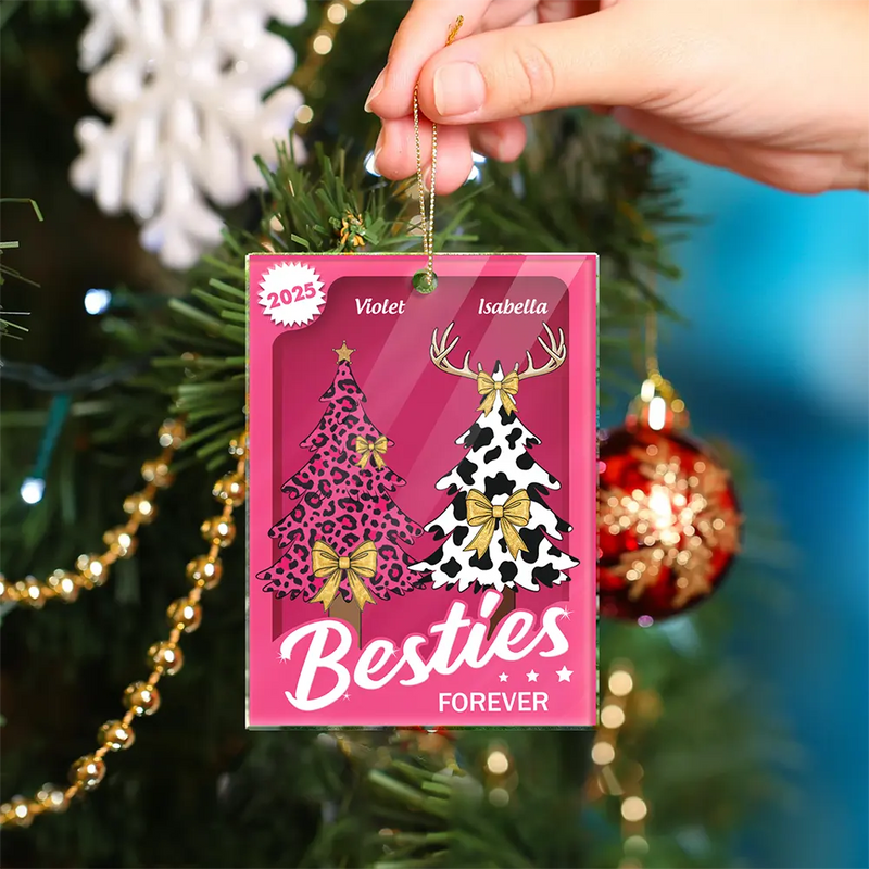 Gift For Bestie,Funny,Christmas - vBesties Forever - Personalized Custom Shaped Acrylic Ornament