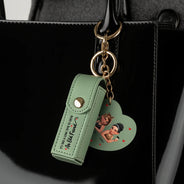 Gift For Bestie, Old Best friends - Besties Forever - Personalized Leather Lipstick Case Keychain With Mirror