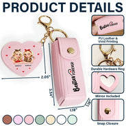 Gift For Bestie, Old Best friends - Besties Forever - Personalized Leather Lipstick Case Keychain With Mirror