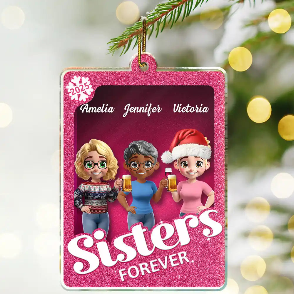 Christmas,Gift For Bestie,Gift For Sisters,Happy - Besties Forever 3D Effect Toy Box - Personalized Custom Shaped Acrylic Ornament