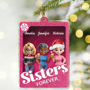 Christmas,Gift For Bestie,Gift For Sisters,Happy - Besties Forever 3D Effect Toy Box - Personalized Custom Shaped Acrylic Ornament