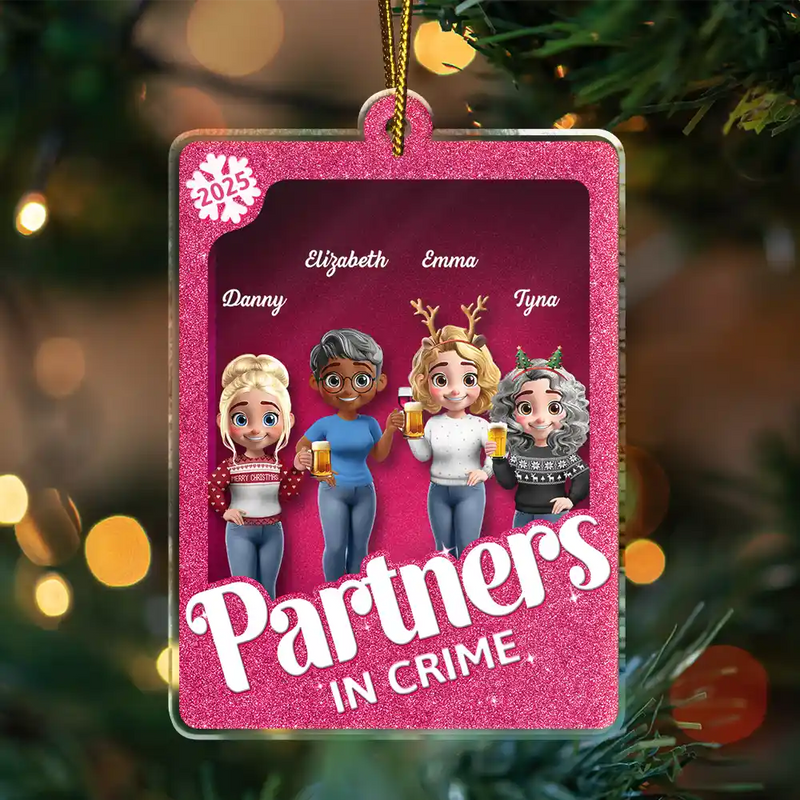 Christmas,Gift For Bestie,Gift For Sisters,Happy - Besties Forever 3D Effect Toy Box - Personalized Custom Shaped Acrylic Ornament