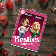 Christmas,Gift For Bestie,Gift For Sisters,Happy - Besties Forever 3D Effect Toy Box - Personalized Custom Shaped Acrylic Ornament