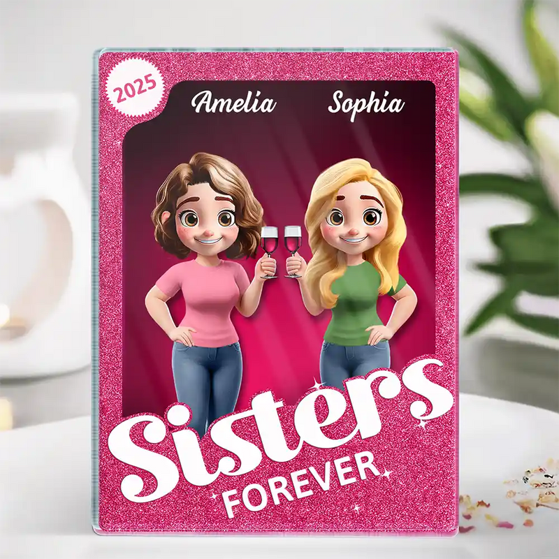 Gift For Bestie, Gift For Sisters, Happy - Besties Forever 3D Effect Toy Box - Personalized Custom Shaped Acrylic Plaque
