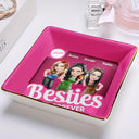 Gift For Bestie,Gift For Sisters,Happy,Gift For Women - Besties Forever Pink Action Figure 3D Effect - Personalized Ring Dish