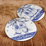 Gift For Bestie,Gift For Sisters,Gift For Women,Gifts For Colleagues,Happy,Christmas - Besties Forever Toile - Personalized Circle Ceramic Ornament