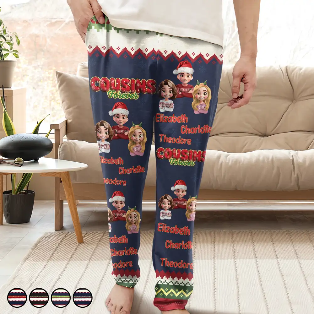Gift For Bestie,Christmas,Happy,Gift For Sisters,Gift For Brothers,Gift For Sibling,Cousin - Besties Friends Siblings Forever 3D Effect - Personalized Pajama Pants