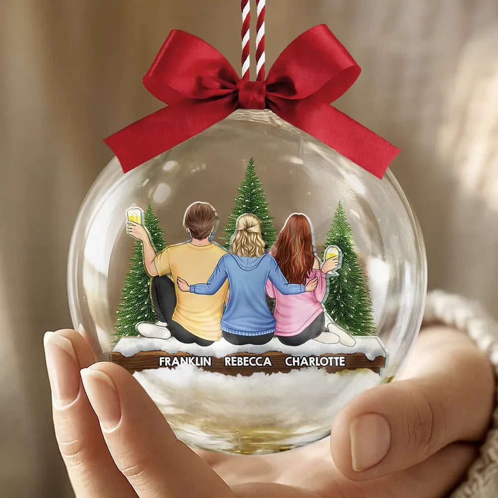 Gift For Bestie, Gift For Sisters, Christmas, Happy - Besties Friends Sisters Together - Personalized 3D Acrylic Ball Ornament