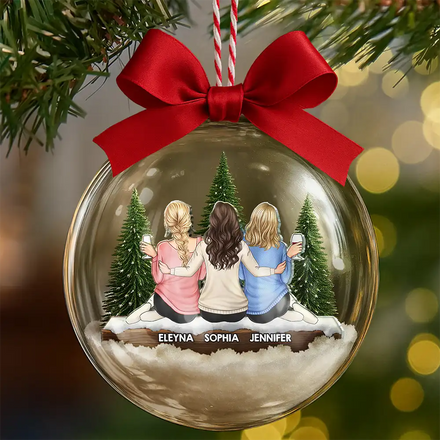 Besties Friends Sisters Together - Personalized 3D Acrylic Ball Ornament