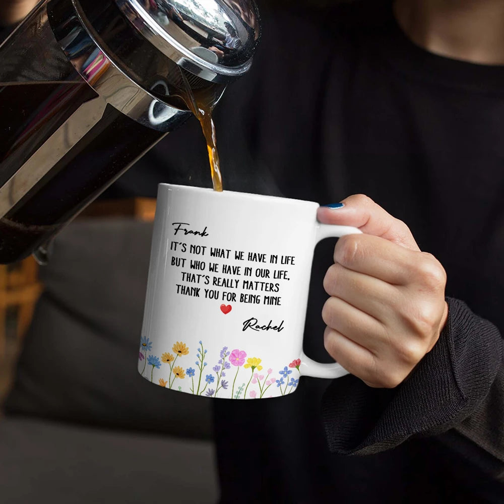 Gift For Bestie,Old Best friends - Besties Friendship Thank You For Being In Mine - Personalized White Edge-to-Edge Mug