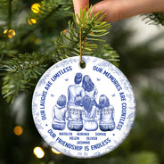 Gift For Bestie,Gift For Sisters,Gifts For Colleagues,Christmas,Happy - Besties Our Laughs Are Limitless Best Friends Toile - Personalized Circle Ceramic Ornament