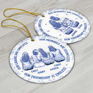 Gift For Bestie,Gift For Sisters,Gifts For Colleagues,Christmas,Happy - Besties Our Laughs Are Limitless Best Friends Toile - Personalized Circle Ceramic Ornament