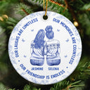 Gift For Bestie,Gift For Sisters,Gifts For Colleagues,Christmas,Happy - Besties Our Laughs Are Limitless Best Friends Toile - Personalized Circle Ceramic Ornament