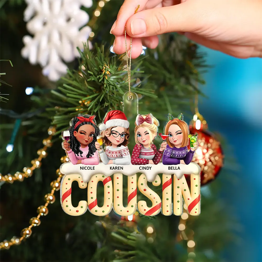 Happy,Gift For Bestie,Gifts For Colleagues,Gift For Sisters,Christmas - Besties Sisters Colleagues Christmas Tree Cake - Personalized Custom Shaped Acrylic Ornament
