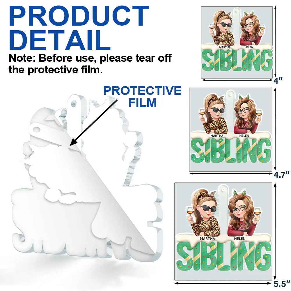 Happy,Gift For Bestie,Gifts For Colleagues,Gift For Sisters,Christmas - Besties Sisters Colleagues Christmas Tree Cake - Personalized Custom Shaped Acrylic Ornament