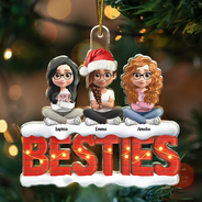 Gift For Bestie,Gift For Sisters,Gift For Women,Gift For Men,Christmas,Happy,Gift For Brothers,Gift For Sibling,Cousin - Besties Sisters Cross Arm 3D Effect - Personalized Custom Shaped Acrylic Ornament