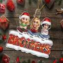 Gift For Bestie,Gift For Sisters,Gift For Women,Gift For Men,Christmas,Happy,Gift For Brothers,Gift For Sibling,Cousin - Besties Sisters Cross Arm 3D Effect - Personalized Custom Shaped Acrylic Ornament