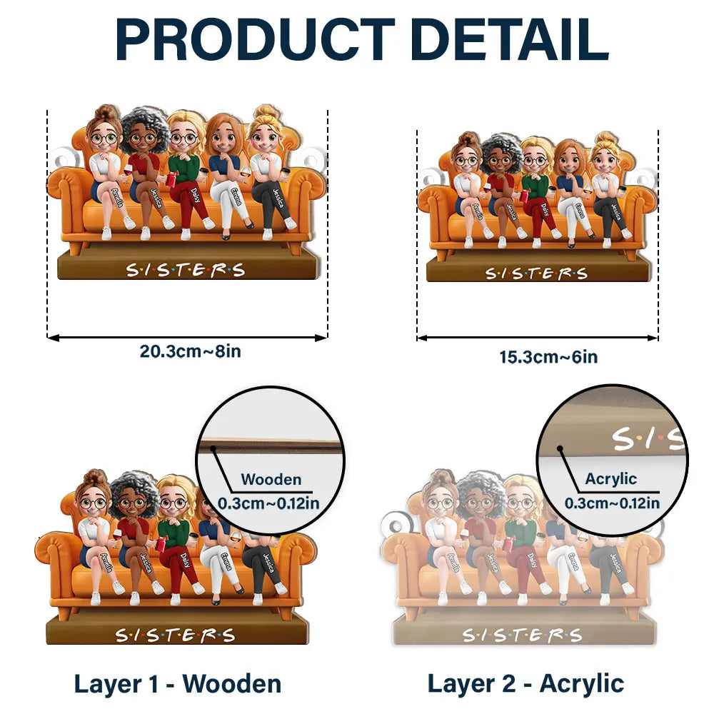 Gift For Bestie,Gift For Sisters,Gift For Women,Gifts For Colleagues,Happy -Besties Sitting Together - Personalized Window Hanging Suncatcher Ornament