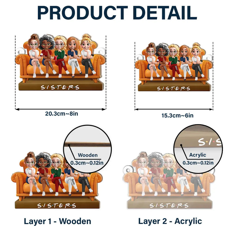 Gift For Bestie,Gift For Sisters,Gift For Women,Gifts For Colleagues,Happy -Besties Sitting Together - Personalized Window Hanging Suncatcher Ornament