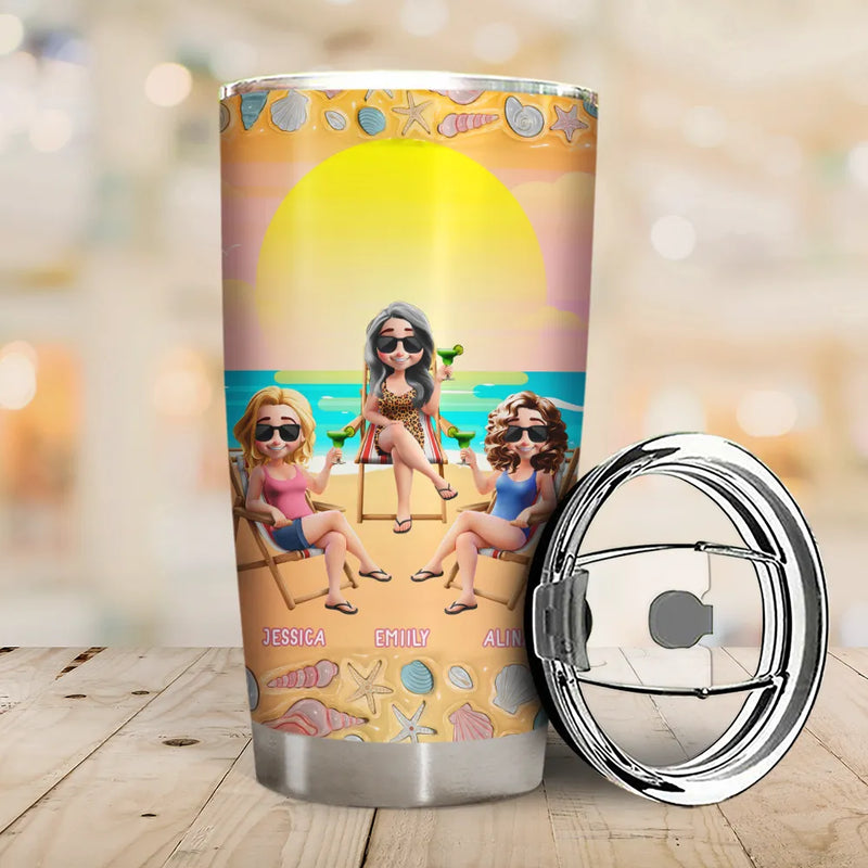 Gift For Bestie,Gift For Women,Beach - Besties Thank You For Being The Pee In My Pants Beach 3D Effect - Personalized Tumbler
