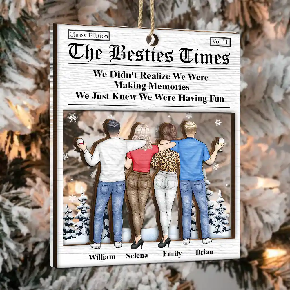 Gift For Bestie, Christmas, Funny - Besties We Just Knew We Were Having Fun - Personalized 2-Layered Mix Ornament