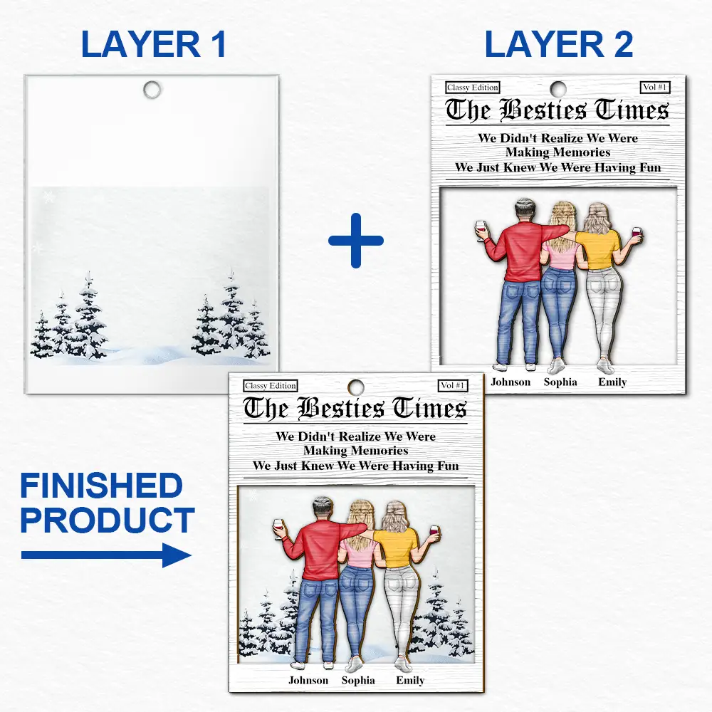 Gift For Bestie, Christmas, Funny - Besties We Just Knew We Were Having Fun - Personalized 2-Layered Mix Ornament