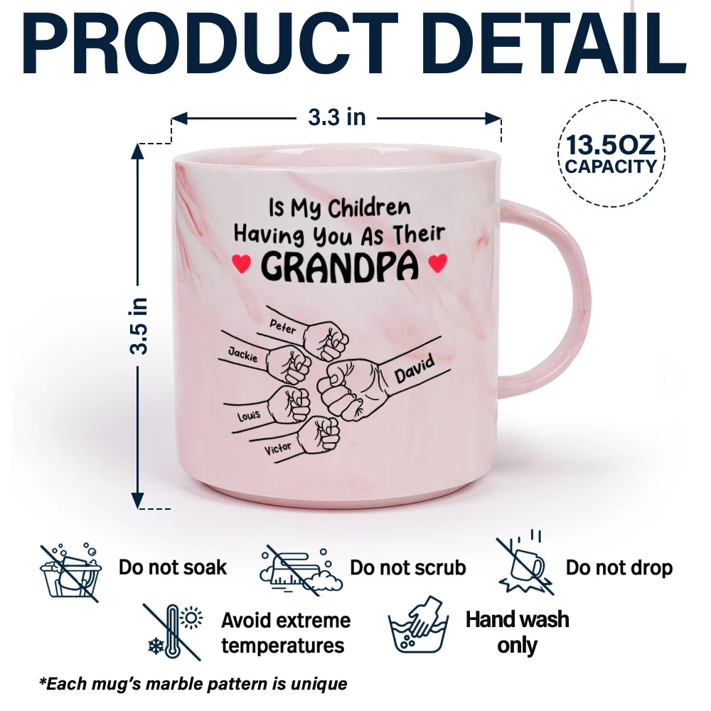 Dad,Daughters,Sons,Gift For Grandpa,Grandpa,Grandkids,Happy,Christmas - Better Than Having You As My Grandpa - Personalized Marble Mug