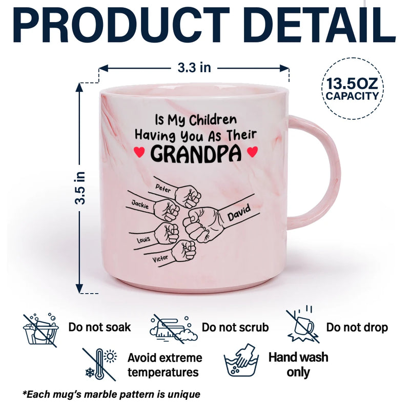 Dad,Daughters,Sons,Gift For Grandpa,Grandpa,Grandkids,Happy,Christmas - Better Than Having You As My Grandpa - Personalized Marble Mug