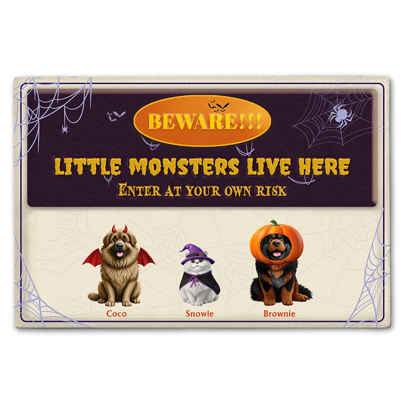 Halloween,Pet Lovers - Beware Little Monsters In This Family - Personalized Doormat