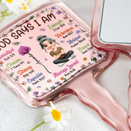Gift For Yourself, Gift For Women, Happy, Gift For Daughter, Gift For Bestie, Gift For Sisters - Bible Birth Month Flower God Says You Are - Personalized Handheld Mirror