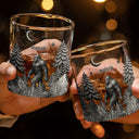Camping,Campsite,Gift For Men,Funny - Big Foot Sasquatch Camping - Personalized Whiskey Glass
