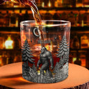 Camping,Campsite,Gift For Men,Funny - Big Foot Sasquatch Camping - Personalized Whiskey Glass