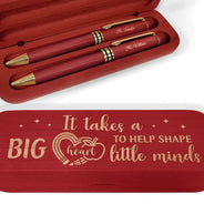 Teacher, Happy - Big Heart To Help Shape Little Minds - Personalized Wooden Pen Set